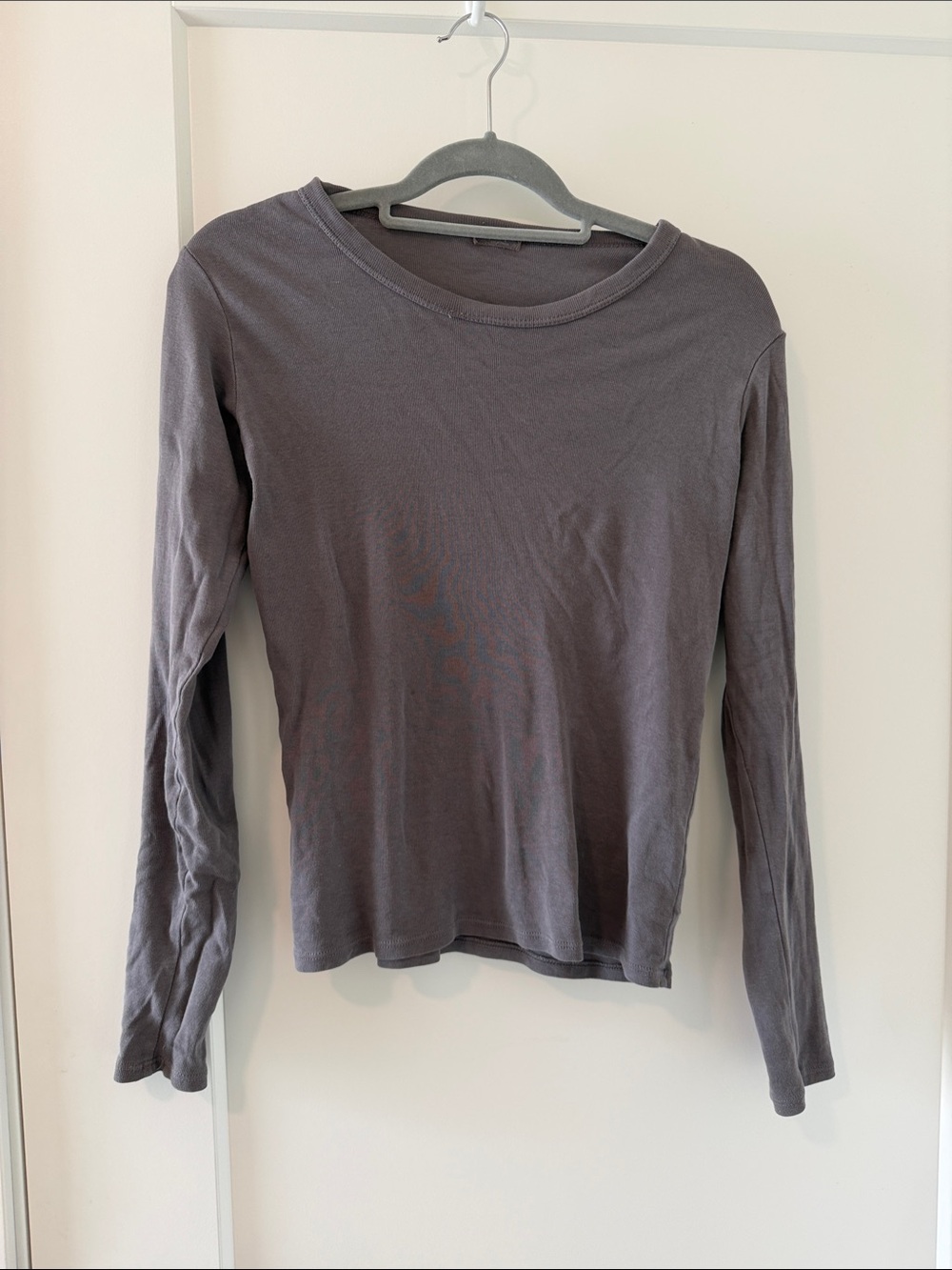 Brandy Melville Gray Long Sleeve Crew Neck Top